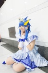 aoki_reika blue_hair boots bow choker cosplay crown cure_beauty dress nono_(cosplayer) pretty_cure smile_precure! rating:Safe score:0 user:pixymisa