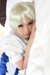 apron arai_yomi bed blouse cosplay izayoi_sakuya jumper maid maid_uniform silver_hair touhou twin_braids rating:Safe score:0 user:nil!