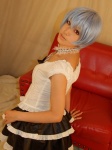 ayanami_rei blue_hair cosplay lace leash neon_genesis_evangelion red_eyes ruffles saya rating:Safe score:2 user:nil!