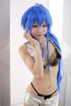 ahoge bikini blue_eyes blue_hair cosplay croptop himemiya_mahore izumi_konata lucky_star shorts swimsuit rating:Safe score:4 user:pixymisa
