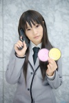 ansatsu_kyoushitsu blazer blouse brown_eyes cosplay gun kanzaki_yukiko kinako tie rating:Safe score:0 user:pixymisa