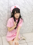 blue_eyes cosplay dress fujimi_suzu nana nitro_super_sonic nurse nurse_cap nurse_uniform thighhighs zettai_ryouiki rating:Safe score:0 user:pixymisa