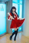 cosplay dress dress_lift gloves harumiya_yun original santa_costume shawl stocking_cap thighhighs zettai_ryouiki rating:Safe score:2 user:nil!