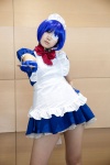 apron blue_hair bowtie choker cosplay dress eyepatch hairband handcuffs ikkitousen maid maid_uniform ryomou_shimei sakura_ryuu slip rating:Safe score:1 user:pixymisa