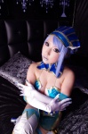 bed blue_hair blue_rose boots candy_blue cleavage cosplay dress elbow_gloves gloves hat karina_lyle saku thigh_boots thighhighs tiger_&_bunny rating:Safe score:1 user:nil!