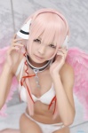 bikini collar cosplay ikaros nakko nitro_super_sonic pink_hair sora_no_otoshimono swimsuit wings rating:Safe score:1 user:nil!