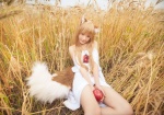 animal_ears cosplay dress horo orange_hair rococo spice_and_wolf tail whistle_around_the_world wolf_ears rating:Safe score:1 user:nil!