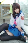 angel_beats! cosplay gun hairband nakamura_yuri pleated_skirt rinami sailor_uniform school_uniform skirt thighhighs zettai_ryouiki rating:Safe score:5 user:nil!