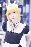 apron blonde_hair cosplay dress fate/series fate/stay_night hairband maid maid_uniform mitsuki_(iii) saber rating:Safe score:0 user:nil!