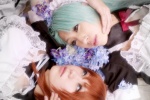 ayashiro_ema cosplay green_hair higurashi_no_naku_koro_ni maid orange_hair ryuuguu_rena sonozaki_mion yaya rating:Safe score:2 user:Log