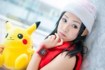 cosplay hat hikari_(pokemon) pikachu plushie pokemon ryuuka_(ii) scarf sleeveless_blouse rating:Safe score:1 user:pixymisa