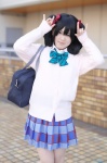 blouse bookbag cardigan cosplay hairbows love_live!_school_idol_project pleated_skirt rima school_uniform skirt twintails yazawa_niko rating:Safe score:0 user:nil!