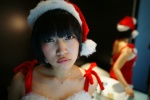 bathroom cosplay dress mirror original santa_costume sayaka stocking_cap rating:Safe score:0 user:nil!