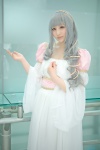 beads cosplay gown idolmaster pink_eyes shijou_takane side_ponytail silver_hair tenisuhai_nomu rating:Safe score:0 user:pixymisa