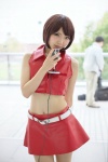 cosplay croptop kureha meiko microphone miniskirt pantyhose sheer_legwear skirt tubetop vocaloid yellow_eyes rating:Safe score:0 user:pixymisa