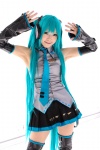 aqua_hair boots cosplay default_costume detached_sleeves hatsune_miku headset kipi pleated_skirt skirt thigh_boots thighhighs tie twintails vocaloid zettai_ryouiki rating:Safe score:2 user:nil!