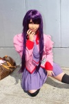 akihabara_azunyan bakemonogatari cosplay pleated_skirt purple_hair school_uniform senjougahara_hitagi skirt thighhighs tie zettai_ryouiki rating:Safe score:0 user:pixymisa