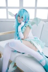 aqua_hair cosplay dress elbow_gloves gloves hatsune_miku head_wings madoka_chami pantyhose project_diva_2nd thighhighs twintails vocaloid wings zettai_ryouiki rating:Safe score:1 user:xkaras