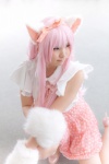 animal_ears blouse cat_ears cosplay enacat_(white_version) enako hairband miniskirt original paw_gloves pink_hair skirt rating:Safe score:0 user:nil!