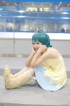 ahoge aqua_hair boots cosplay dress macross macross_frontier miharu ranka_lee scarf rating:Safe score:0 user:nil!