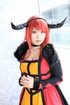 choker cleavage cosplay demon_queen gown horns maoyuu_maou_yuusha megumegu red_eyes red_hair rating:Safe score:0 user:pixymisa