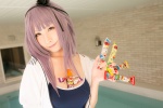 atsuki cosplay dagashi_biyori dagashi_kashi hairband hoodie one-piece_swimsuit purple_hair shidare_hotaru swimsuit rating:Safe score:0 user:nil!
