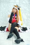 blouse bodysuit cape cosplay detached_sleeves mawaru_penguindrum pantyhose penguin_hat princess_of_the_crystal shiratama_rei thighhighs rating:Safe score:1 user:nil!