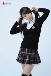 blouse costume hwang_mi_hee miniskirt pleated_skirt school_uniform skirt sweater thighhighs twintails zettai_ryouiki rating:Safe score:1 user:nil!