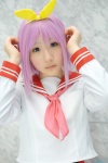 blouse cosplay hairbow hiiragi_tsukasa lucky_star pink_hair sailor_uniform scarf school_uniform shiina_haru rating:Safe score:0 user:pixymisa