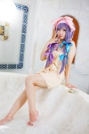 amatsuka_miyu barefoot bathroom bathtub cosplay hairbow patchouli_knowledge purple_hair touhou towel wet rating:Safe score:4 user:nil!