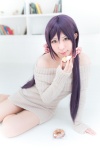 cosplay dress love_live!_school_idol_project onagi_mayu pantyhose purple_hair sheer_legwear sweater_dress toujou_nozomi twintails rating:Safe score:1 user:nil!