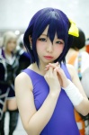 bandage blue_eyes blue_hair chuunibyou_demo_koi_ga_shitai! cosplay hairbow swimsuit takanashi_rikka yuihara_hinase rating:Safe score:2 user:pixymisa