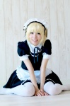 apron blonde_hair cosplay hayase_ami headband maid maid_uniform original thighhighs rating:Safe score:1 user:pixymisa