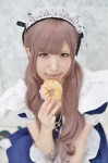 apron cosplay donut dress hairband maid maid_uniform original thighhighs tsun twintails rating:Safe score:0 user:nil!