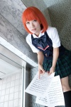 blouse bowtie cosplay kiriya_ayato kneesocks nanami_haruka_(uta_no_prince-sama) orange_hair pleated_skirt sheet_music skirt uta_no_prince-sama rating:Safe score:0 user:pixymisa