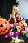 banko blonde_hair cinderella cosplay croptop crown detached_sleeves elf_ears girls idolmaster jougasaki_rika pumpkin rating:Safe score:0 user:pixymisa