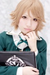blazer blonde_hair blouse brown_eyes choco computer cosplay danganronpa fujisaki_chihiro laptop ribbon_tie rating:Safe score:0 user:pixymisa