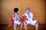 basketball_uniform bottle cosplay crossplay himuro_tatsuya kuroko_no_basuke mogeta murasakibara_atsushi pocari_sweat purple_hair towel zyonita rating:Safe score:0 user:pixymisa