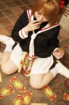 cardcaptor_sakura cosplay kanan_kaori kinomoto_sakura pleated_skirt sailor_uniform school_uniform skirt socks twintails rating:Safe score:0 user:nil!