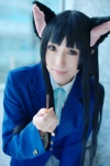 akiyama_mio animal_ears blazer blouse cat_ears cosplay k-on! pleated_skirt pocky school_uniform skirt wakame rating:Safe score:0 user:pixymisa