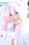 animal_ears blazer cat_ears cosplay kyuubee momo_(ii) pink_hair puella_magi_madoka_magica sign tie rating:Safe score:0 user:pixymisa