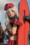 alyssa_in_underworld cosplay croptop fingerless_glove god_eater hat lance miniskirt silver_hair skirt utsusemiko rating:Safe score:0 user:pixymisa