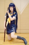 blue_hair boots cosplay hagihara_shiogi katana miniskirt momose_riyu sailor_uniform school_uniform skirt sword zaregoto_series rating:Safe score:0 user:nil!