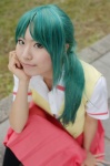 blouse cosplay green_hair higurashi_no_naku_koro_ni ibara miniskirt pleated_skirt ponytail school_uniform skirt socks sonozaki_mion vest rating:Safe score:0 user:nil!