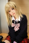 asakura_irori blonde_hair blouse cosplay miniskirt original pleated_skirt school_uniform skirt thighhighs zettai_ryouiki rating:Safe score:0 user:DarkSSA