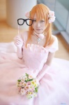 choker cosplay elbow_gloves glasses gloves gown hasui_yuuri orange_hair tagme_character tagme_series rating:Safe score:1 user:nil!