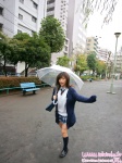 blouse cardigan costume kneesocks matsushima_hatsune pleated_skirt school_uniform skirt sweater_vest tie umbrella rating:Safe score:0 user:nil!