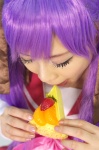 cake cosplay hair_ribbons hiiragi_kagami lucky_star pinku_morimura pleated_skirt purple_hair sailor_uniform school_uniform skirt twintails rating:Safe score:0 user:nil!