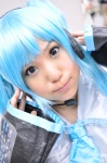 aqua_hair cosplay default_costume detached_sleeves hatsune_miku headset irori tie twintails vocaloid rating:Safe score:0 user:nil!