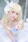 blonde_hair blouse cleavage cosplay hairbow miniskirt rissu shawl skirt tagme_character tagme_series rating:Safe score:0 user:nil!
